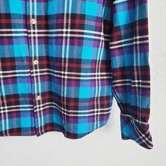 Carhartt Blue and Purple Plaid Fairdale Buttondown Flannel Shirt - Picture 2 of 7